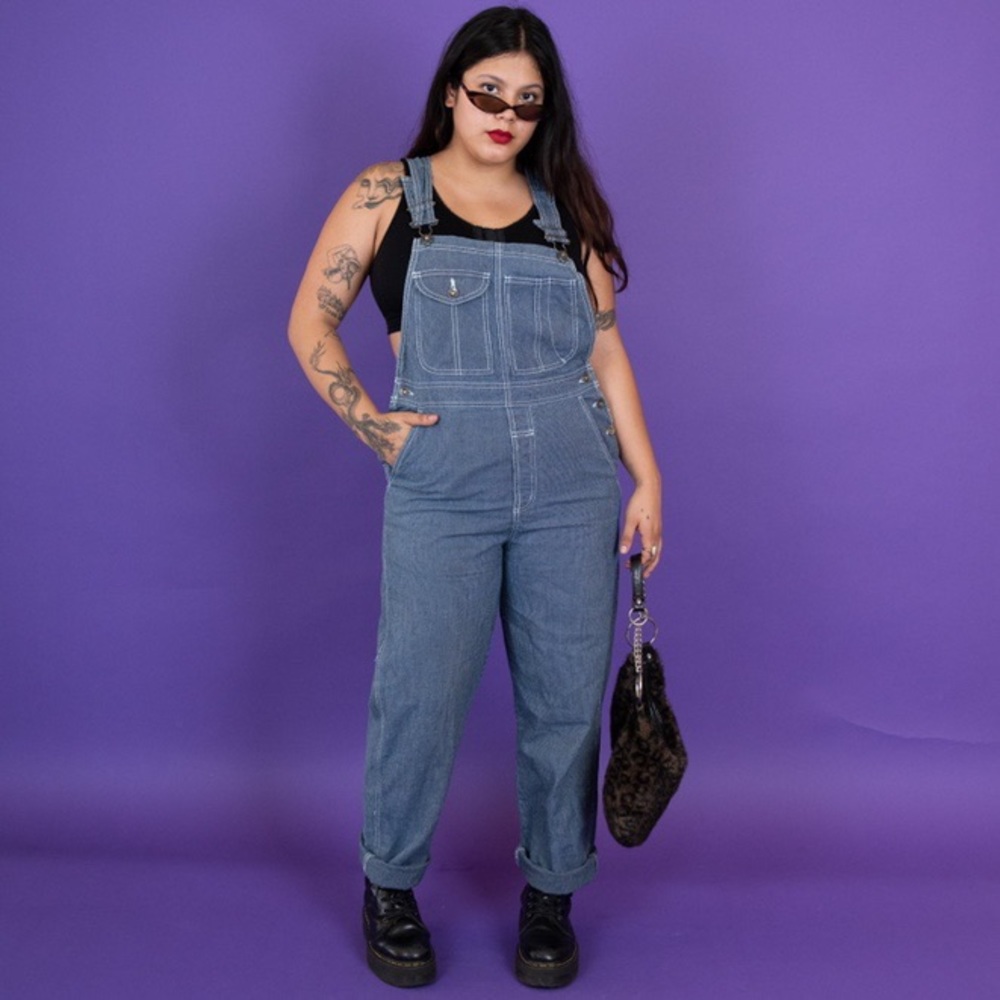 90’s Vintage Dark Blue Pinstriped Overalls
